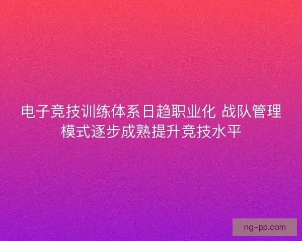 电子竞技训练体系日趋职业化 战队管理模式逐步成熟提升竞技水平 电子竞技训练体系日趋职业化 战队管理模式逐步成熟提升竞技水平