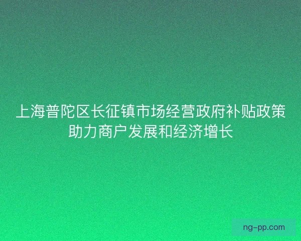 上海普陀区长征镇市场经营政府补贴政策助力商户发展和经济增长